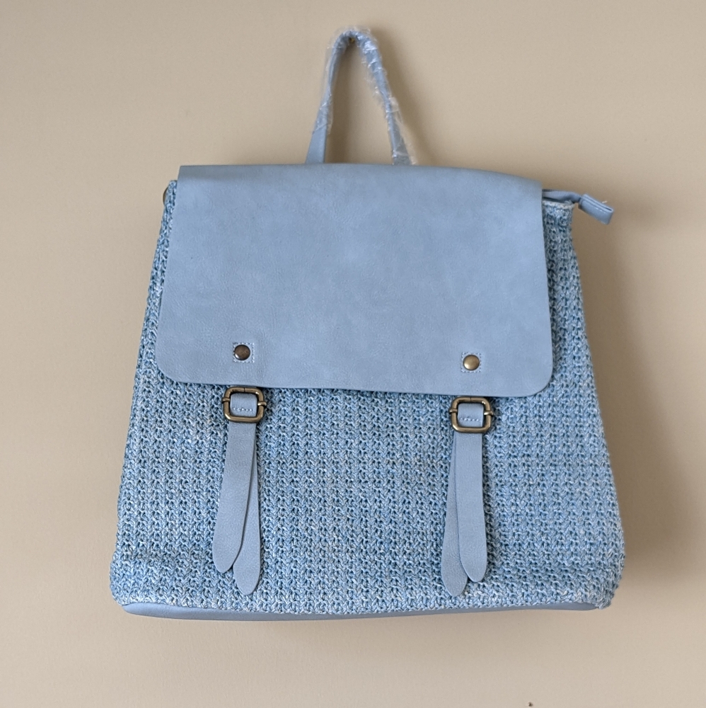 Woven Convertible Backpack with Flapover Closure - Picture 3 of 8